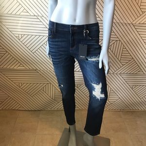 Dark Distressed Denim Jeans
